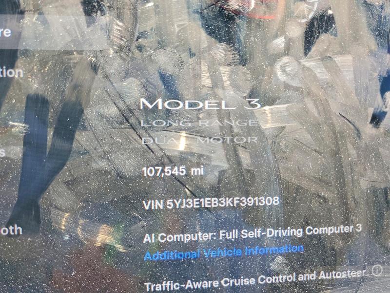 Photo 9 from auction – 2019 TESLA MODEL 3 with VIN 5YJ3E1EB3KF391308