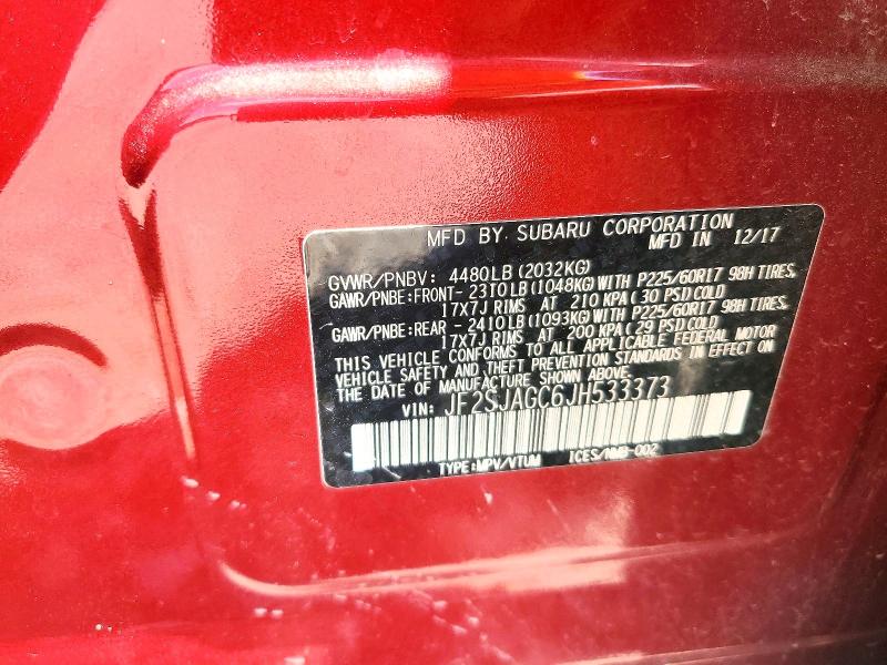 Photo 14 from auction – 2018 SUBARU FORESTER with VIN JF2SJAGC6JH533373