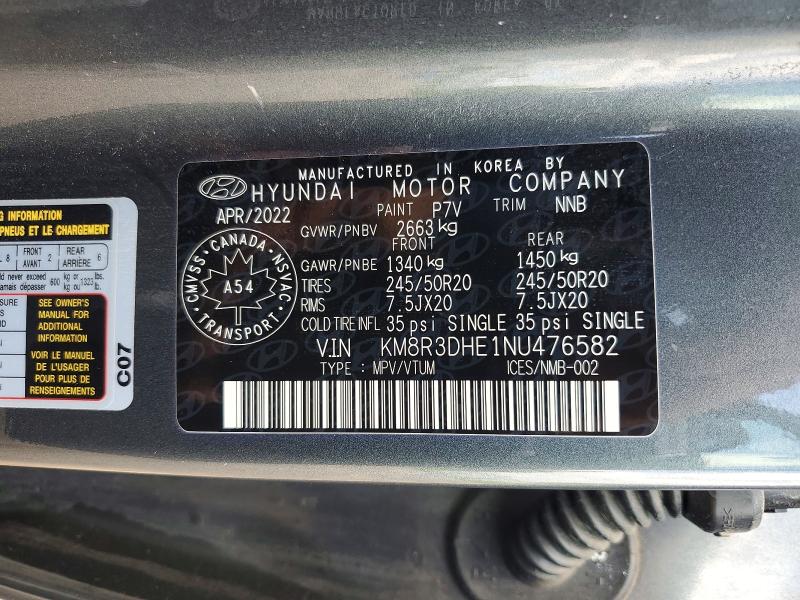 Photo 14 from auction – 2022 HYUNDAI PALISADE with VIN KM8R3DHE1NU476582