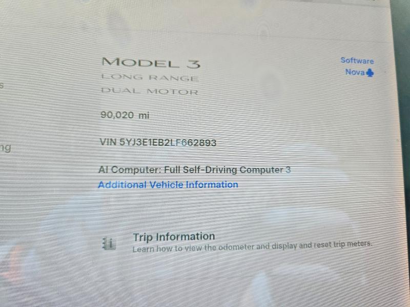 Photo 9 from auction – 2020 TESLA MODEL 3 with VIN 5YJ3E1EB2LF662893