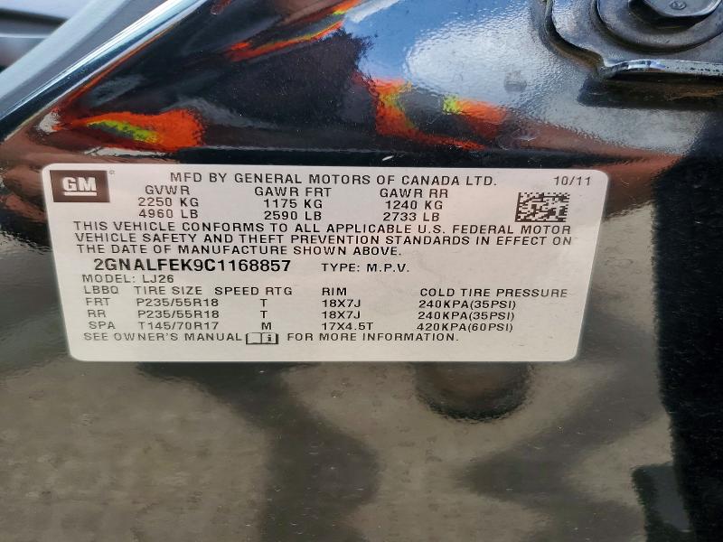 Photo 14 from auction – 2012 CHEVROLET EQUINOX with VIN 2GNALFEK9C1168857