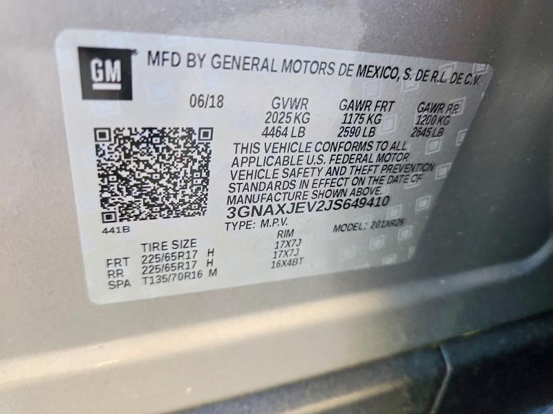Photo 14 from auction – 2018 CHEVROLET EQUINOX with VIN 3GNAXJEV2JS649410