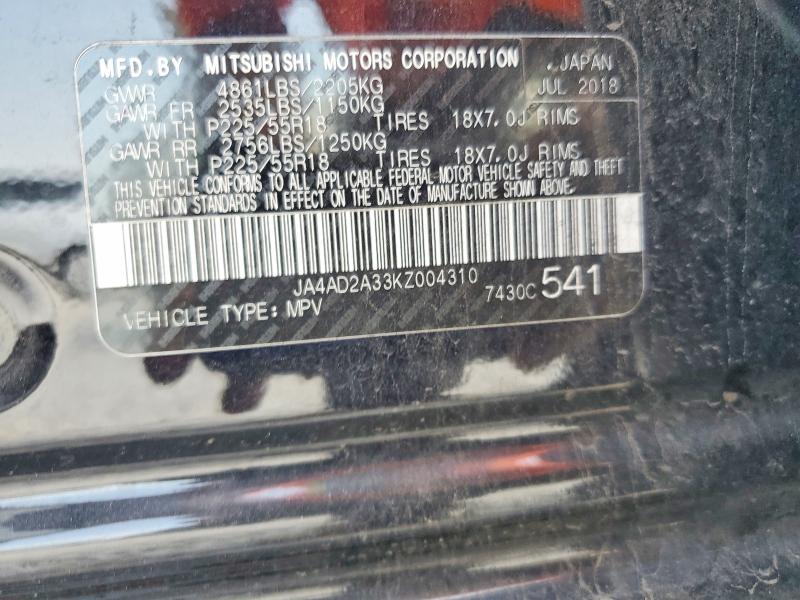 Photo 14 from auction – 2019 MITSUBISHI OUTLANDER with VIN JA4AD2A33KZ004310