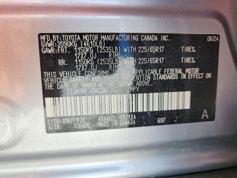 Photo 14 from auction – 2024 TOYOTA RAV4 with VIN 2T3H1RFV2RC287357