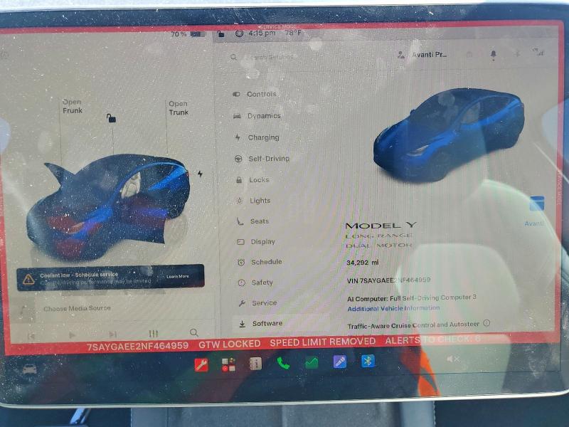 Photo 9 from auction – 2022 TESLA MODEL Y with VIN 7SAYGAEE2NF464959