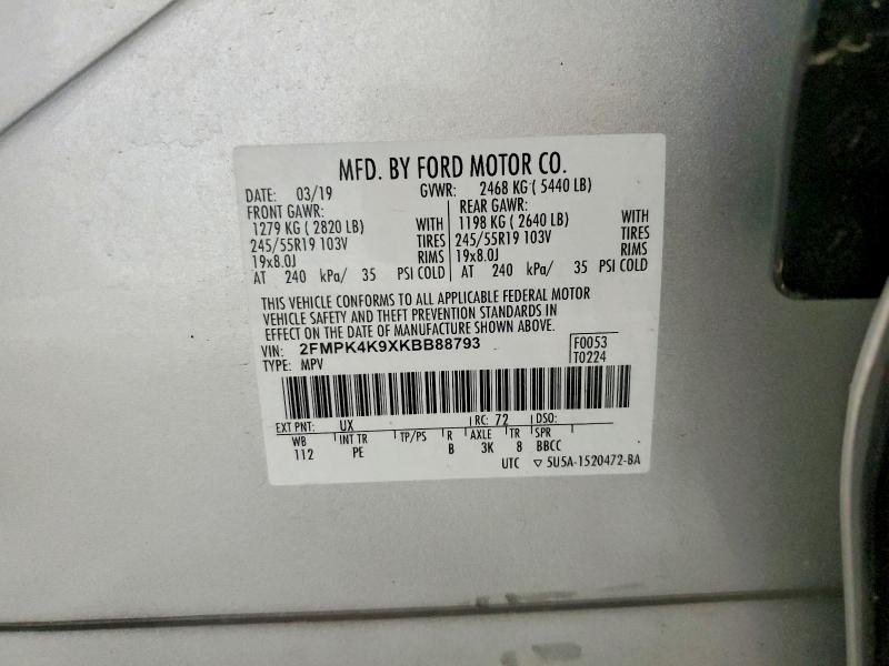 Photo 14 from auction – 2019 FORD EDGE with VIN 2FMPK4K9XKBB88793