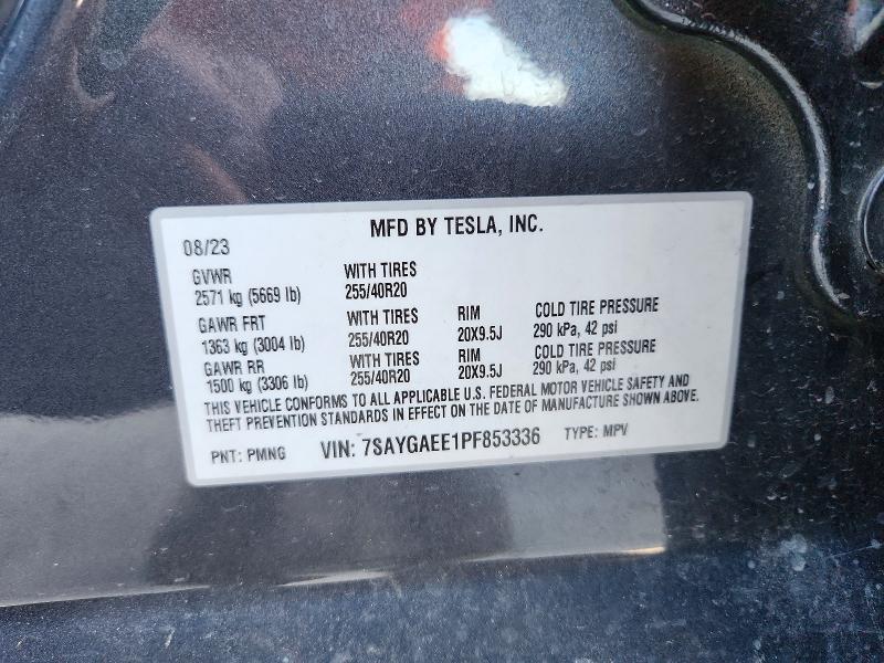 Photo 14 from auction – 2023 TESLA MODEL Y with VIN 7SAYGAEE1PF853336