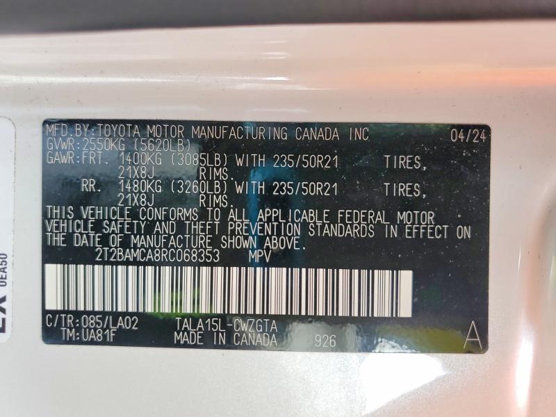 Photo 14 from auction – 2024 LEXUS RX 350 with VIN 2T2BAMCA8RC068353