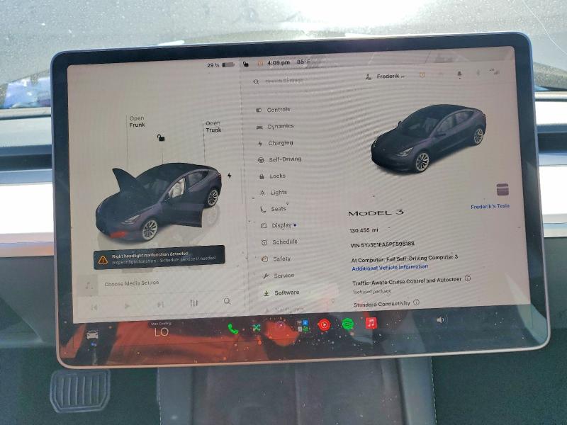 Photo 9 from auction – 2023 TESLA MODEL 3 with VIN 5YJ3E1EA5PF596188