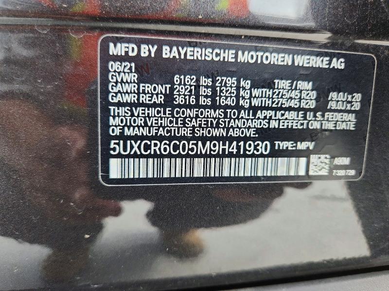 Photo 14 from auction – 2021 BMW X5 with VIN 5UXCR6C05M9H41930