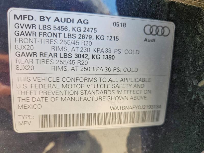 Photo 14 from auction – 2018 AUDI Q5 with VIN WA1BNAFY0J2193134