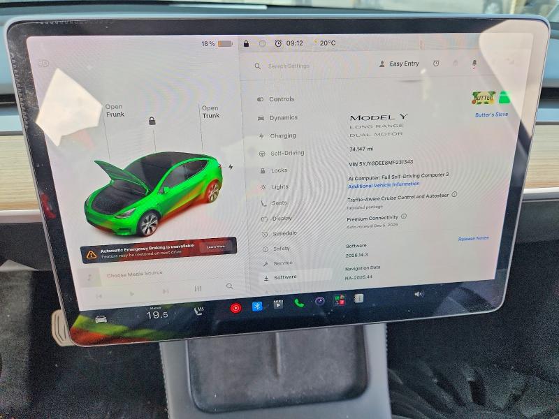 Photo 9 from auction – 2021 TESLA MODEL Y with VIN 5YJYGDEE8MF231343