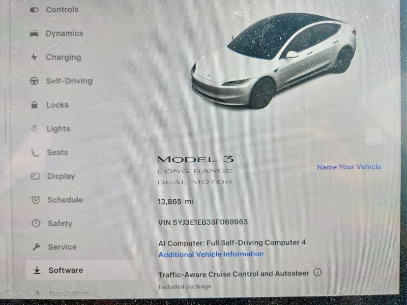 Photo 9 from auction – 2025 TESLA MODEL 3 with VIN 5YJ3E1EB3SF069963