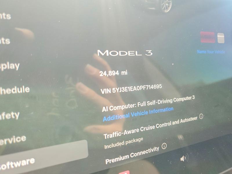 Photo 9 from auction – 2023 TESLA MODEL 3 with VIN 5YJ3E1EA0PF714695