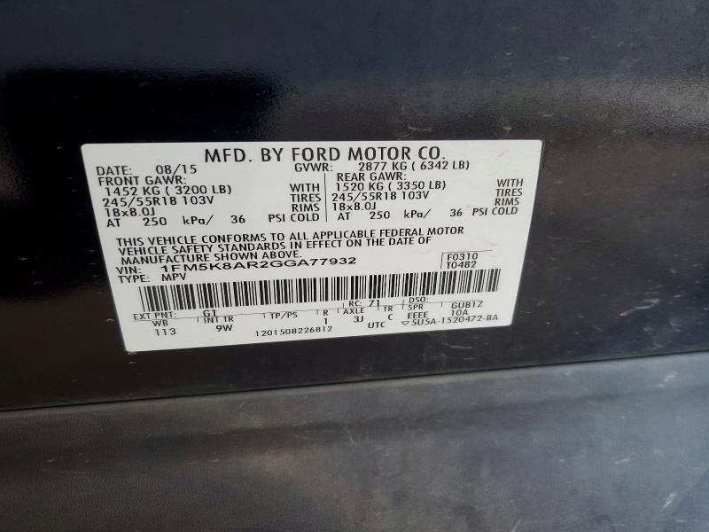 Zdjęcie 14 z aukcji – 2016 FORD EXPLORER z VIN 1FM5K8AR2GGA77932
