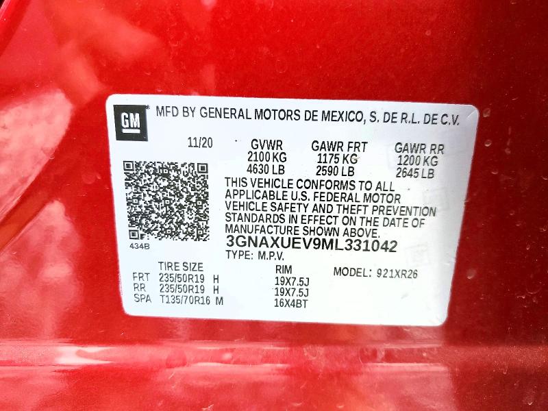 Photo 14 from auction – 2021 CHEVROLET EQUINOX with VIN 3GNAXUEV9ML331042