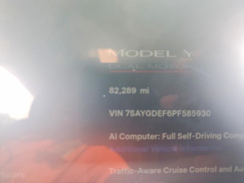 Photo 9 from auction – 2023 TESLA MODEL Y with VIN 7SAYGDEF6PF585930