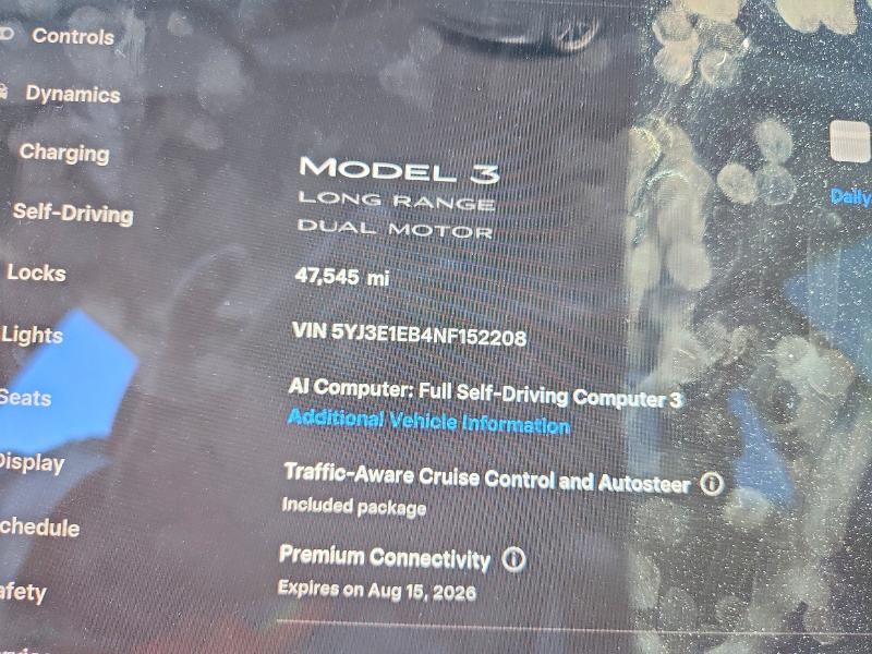 Photo 9 from auction – 2022 TESLA MODEL 3 with VIN 5YJ3E1EB4NF152208