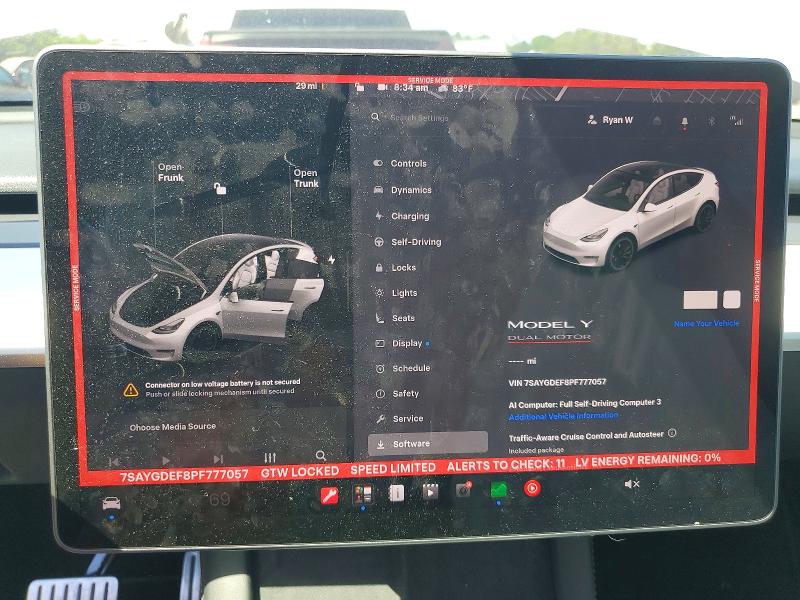 Photo 9 from auction – 2023 TESLA MODEL Y with VIN 7SAYGDEF8PF777057
