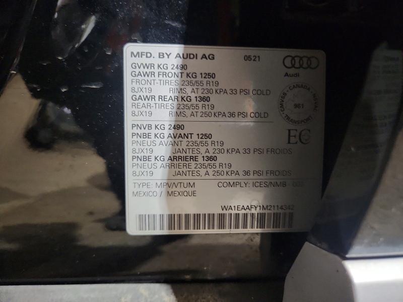 Photo 14 from auction – 2021 AUDI Q5 with VIN WA1EAAFY1M2114342