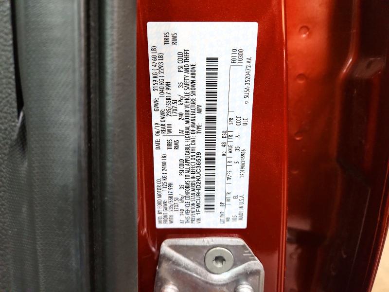 Photo 14 from auction – 2019 FORD ESCAPE with VIN 1FMCU9HD2KUC36539