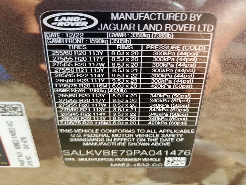 Photo 14 from auction – 2023 LAND ROVER RANGE ROVER with VIN SALKVBE79PA041476
