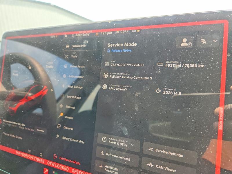 Photo 9 from auction – 2023 TESLA MODEL Y with VIN 7SAYGDEF7PF779463