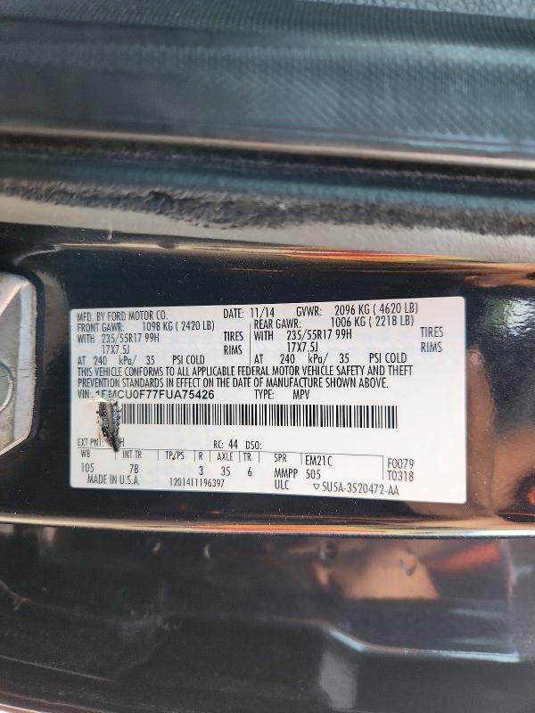 Photo 14 from auction – 2015 FORD ESCAPE with VIN 1FMCU0F77FUA75426