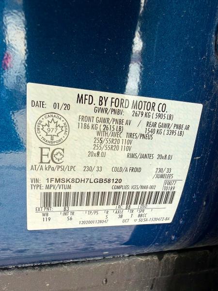Photo 10 from auction – 2020 FORD EXPLORER with VIN 1FMSK8DH7LGB58120