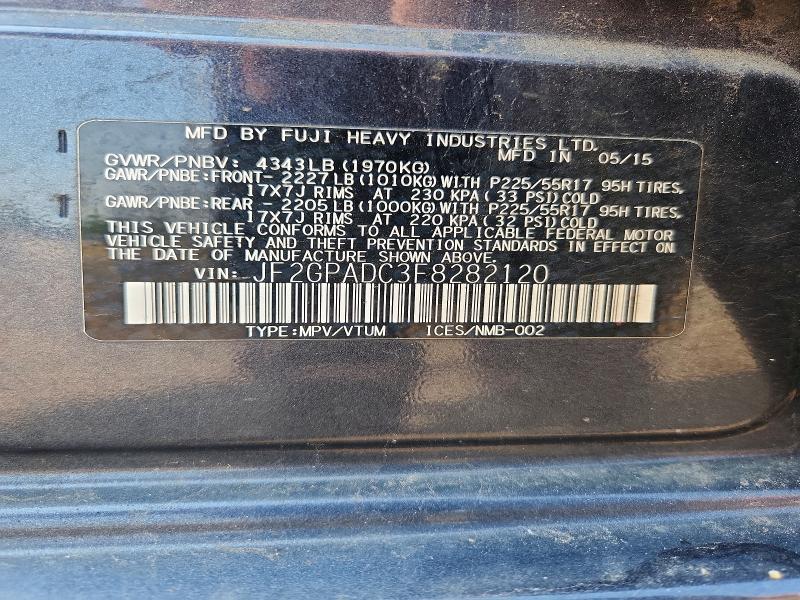 Photo 14 from auction – 2015 SUBARU XV CROSSTREK with VIN JF2GPADC3F8282120