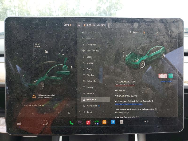 Photo 9 from auction – 2020 TESLA MODEL 3 with VIN 5YJ3E1EC1LF627142