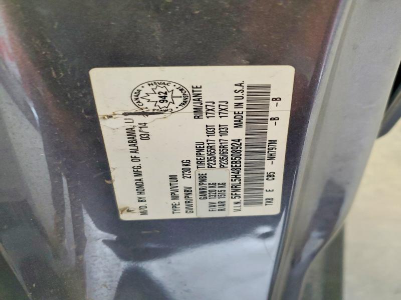 Photo 14 from auction – 2014 HONDA ODYSSEY with VIN 5FNRL5H48EB508924