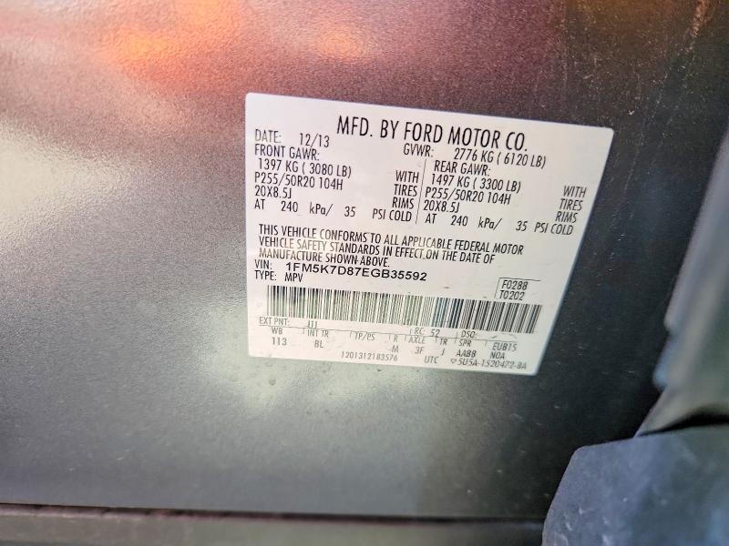 Photo 14 from auction – 2014 FORD EXPLORER with VIN 1FM5K7D87EGB35592