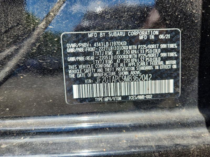 Photo 14 from auction – 2021 SUBARU CROSSTREK with VIN JF2GTAPC9M8362042