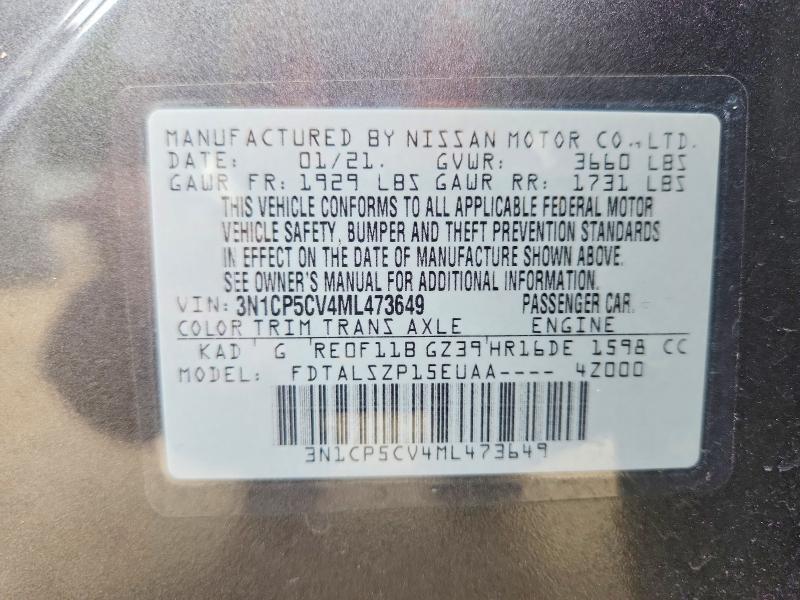 Photo 14 from auction – 2021 NISSAN KICKS with VIN 3N1CP5CV4ML473649
