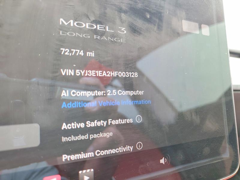 Photo 9 from auction – 2017 TESLA MODEL 3 with VIN 5YJ3E1EA2HF003128