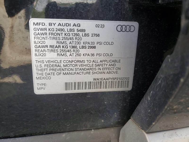 Photo 14 from auction – 2023 AUDI Q5 with VIN WA1EAAFY5P2102702