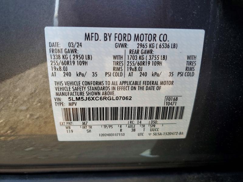 Photo 14 from auction – 2024 LINCOLN AVIATOR with VIN 5LM5J6XC6RGL07062