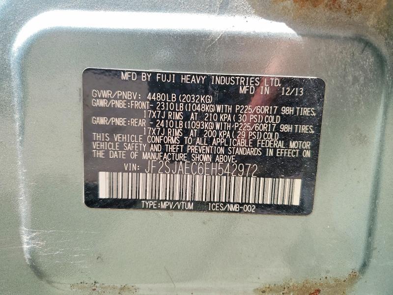 Photo 14 from auction – 2014 SUBARU FORESTER with VIN JF2SJAEC6EH542972