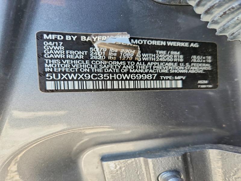 Photo 14 from auction – 2017 BMW X3 with VIN 5UXWX9C35H0W69987