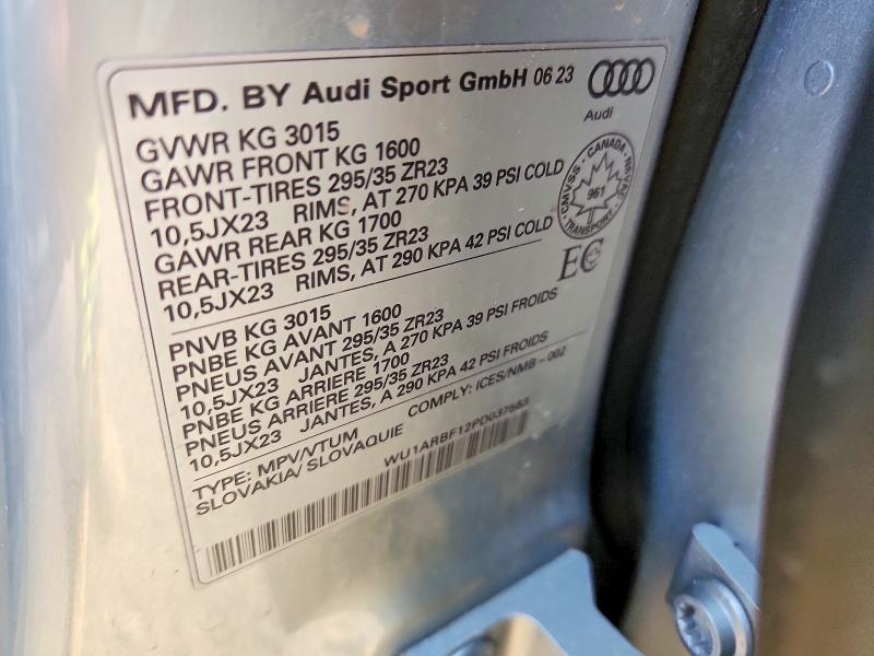 Photo 14 from auction – 2023 AUDI RS Q8 with VIN WU1ARBF12PD037563