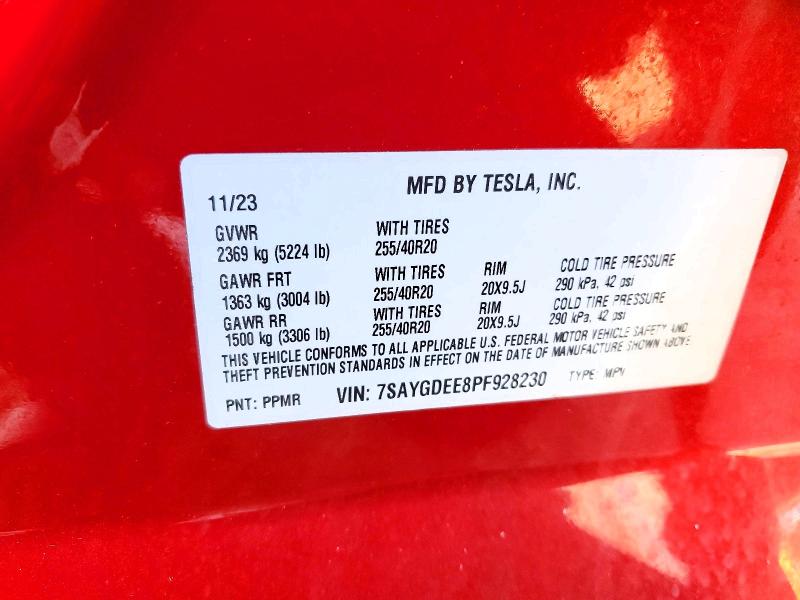 Photo 14 from auction – 2023 TESLA MODEL Y with VIN 7SAYGDEE8PF928230