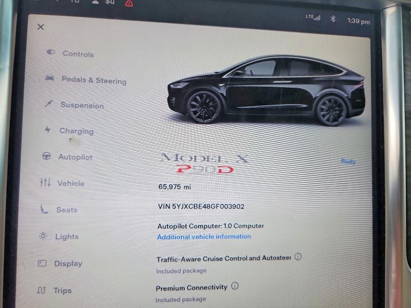 Photo 9 from auction – 2016 TESLA MODEL X with VIN 5YJXCBE48GF003902