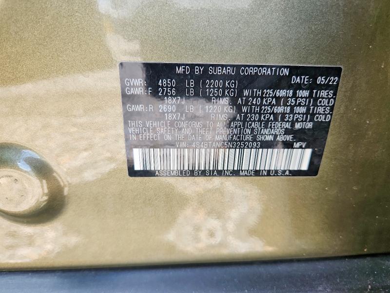 Photo 14 from auction – 2022 SUBARU OUTBACK with VIN 4S4BTANC5N3252093