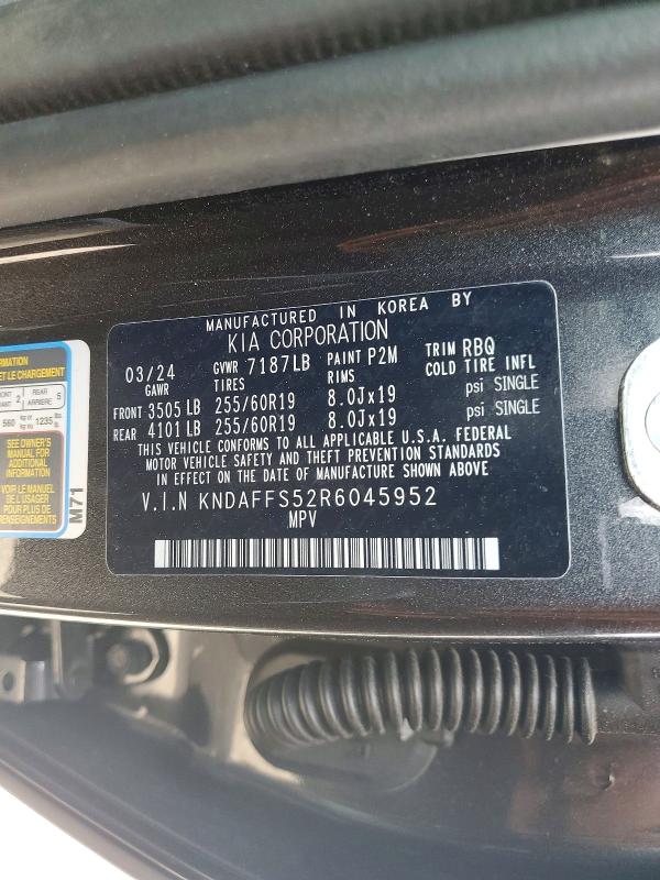 Photo 14 from auction – 2024 KIA EV9 with VIN KNDAFFS52R6045952