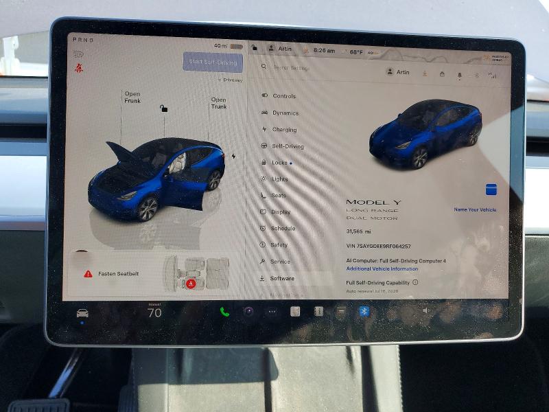 Photo 9 from auction – 2024 TESLA MODEL Y with VIN 7SAYGDEE9RF064257