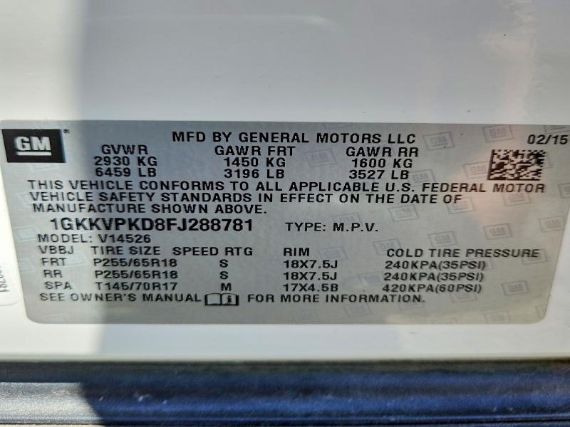 Photo 14 from auction – 2015 GMC ACADIA with VIN 1GKKVPKD8FJ288781
