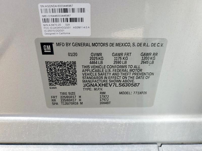 Photo 14 from auction – 2020 CHEVROLET EQUINOX with VIN 3GNAXHEV7LS630587