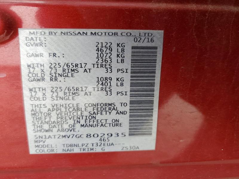 Photo 14 from auction – 2016 NISSAN ROGUE with VIN 5N1AT2MV7GC802935