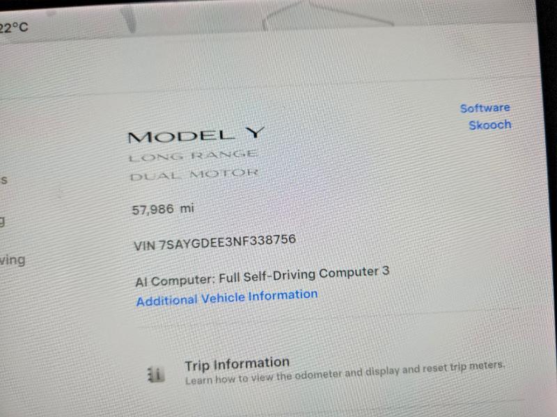 Photo 9 from auction – 2022 TESLA MODEL Y with VIN 7SAYGDEE3NF338756